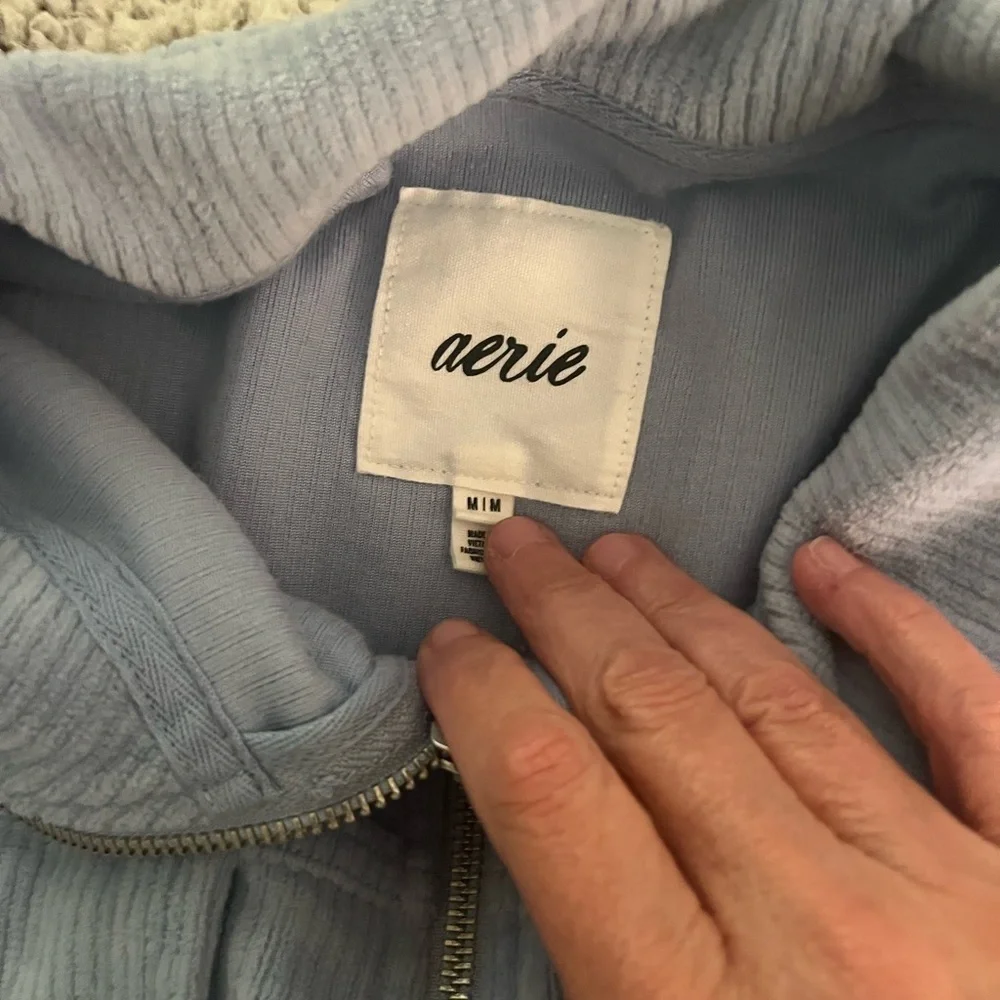 Aerie Blue Corduroy Cropped Jacket women’s medium